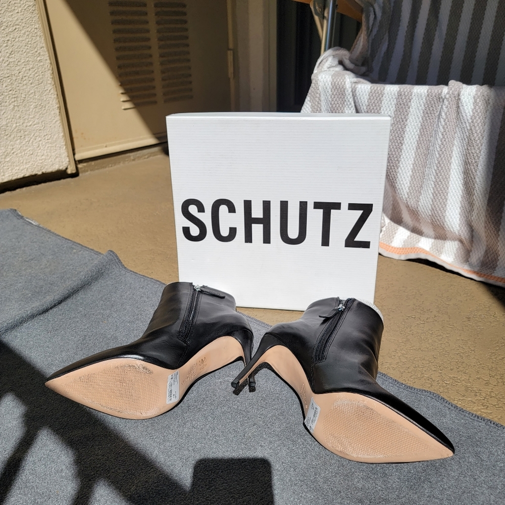 SCHUTZ Black Ankle Boots with Silver Zipper - Picture 4 of 4